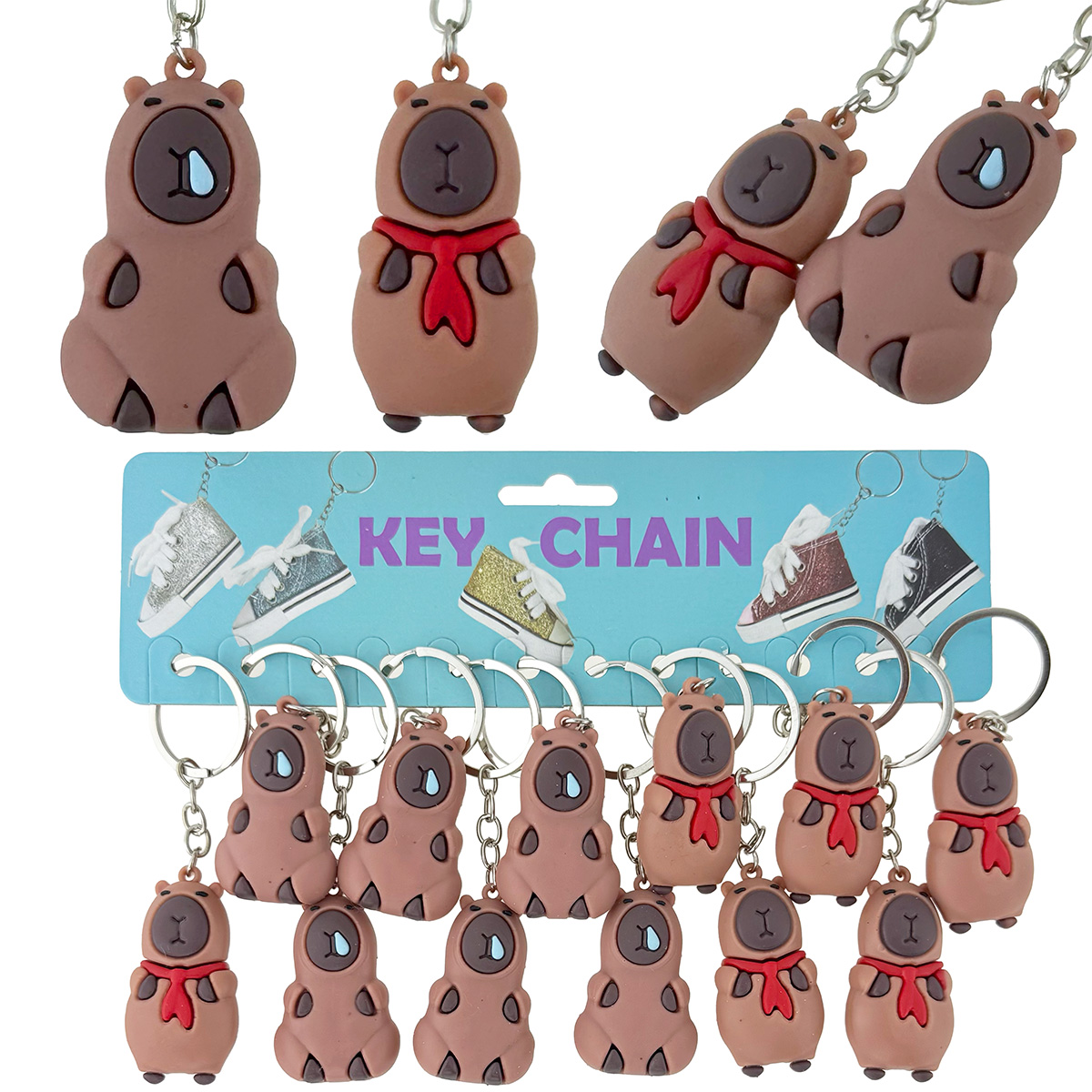 Брелок гумовий обʼємний Капібара з кроваткою (12)