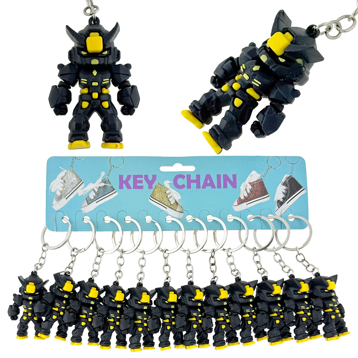 Брелок гумовий обʼємний мікроробот Sanrio санріо чорний з жовтим (12)
