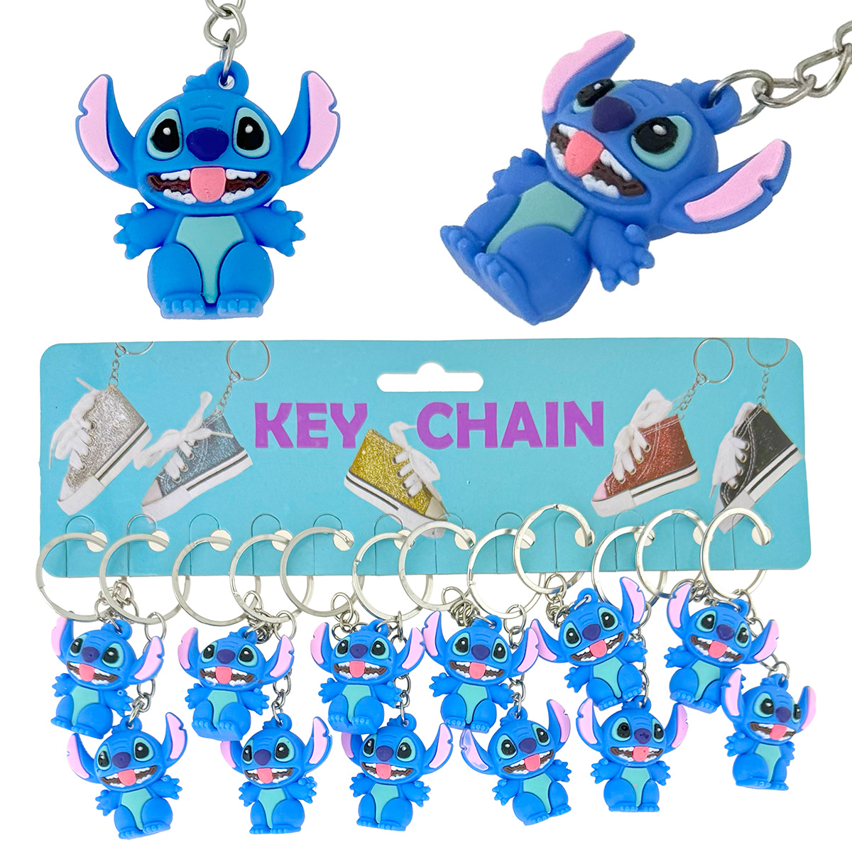 Брелок гумовий обʼємний Стич зубатий малий(12)