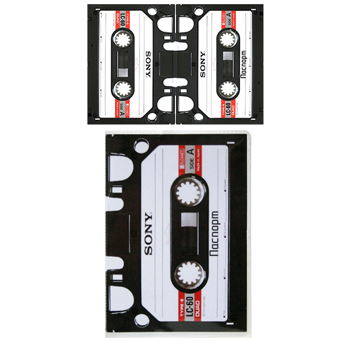 Обложка на паспорт прозрачная  с вставкой кассета (50)