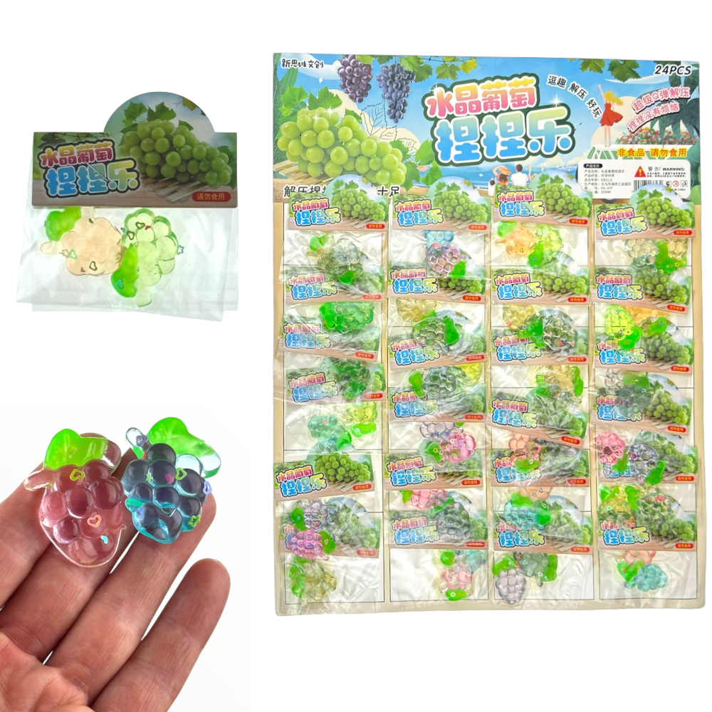 СКВІШІ - SQUISHY виноград пара прозорий  на планшеті (24) /2400/