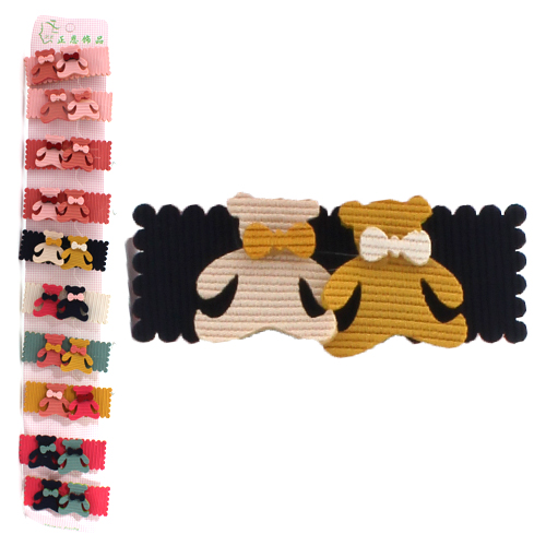 Заколка тканевая мишки пара полоску (10)