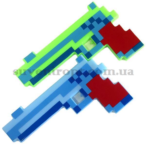 Пистолет пиксельный Крафт музыкальный светится  25 см /240/