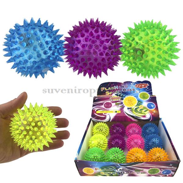 Мяч антистрес колючка масажний світиться 7.5 cм (12) /288/