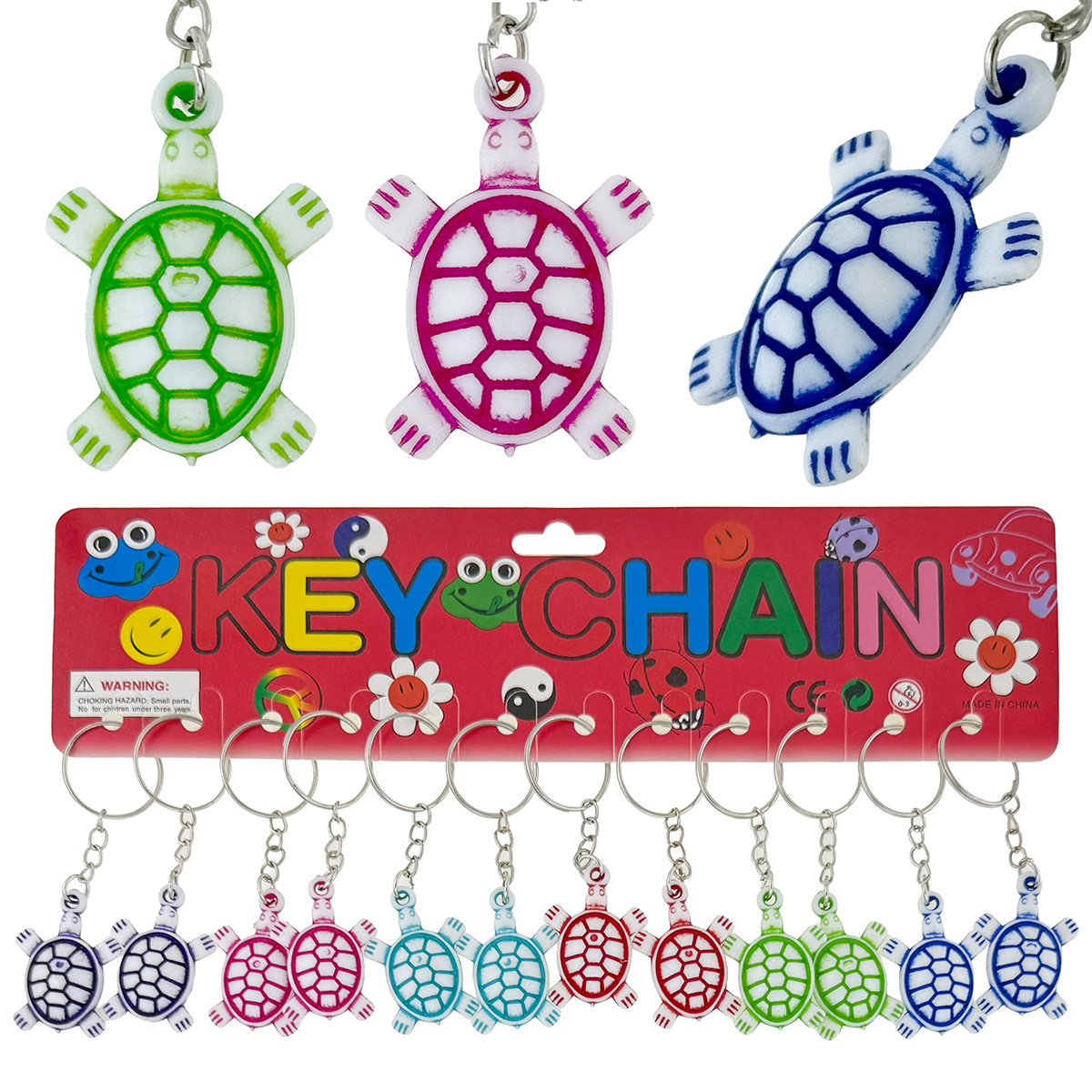 Брелок черепаха кольорова з кістки (12)