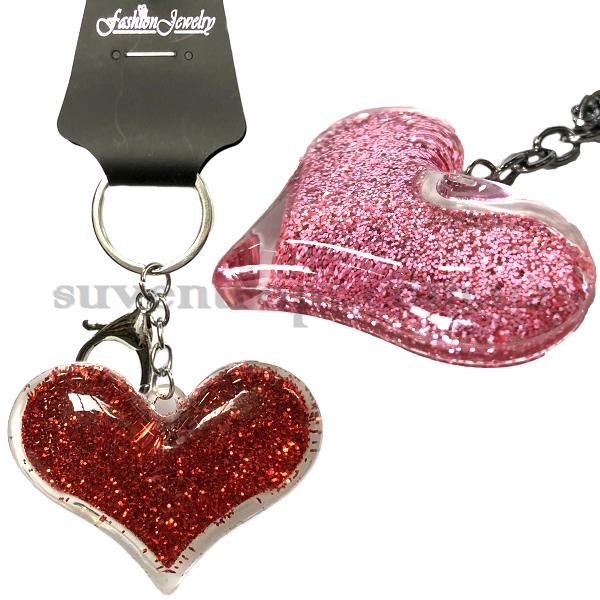 Брелок   в упаковке сердце великан в блёстках (12)