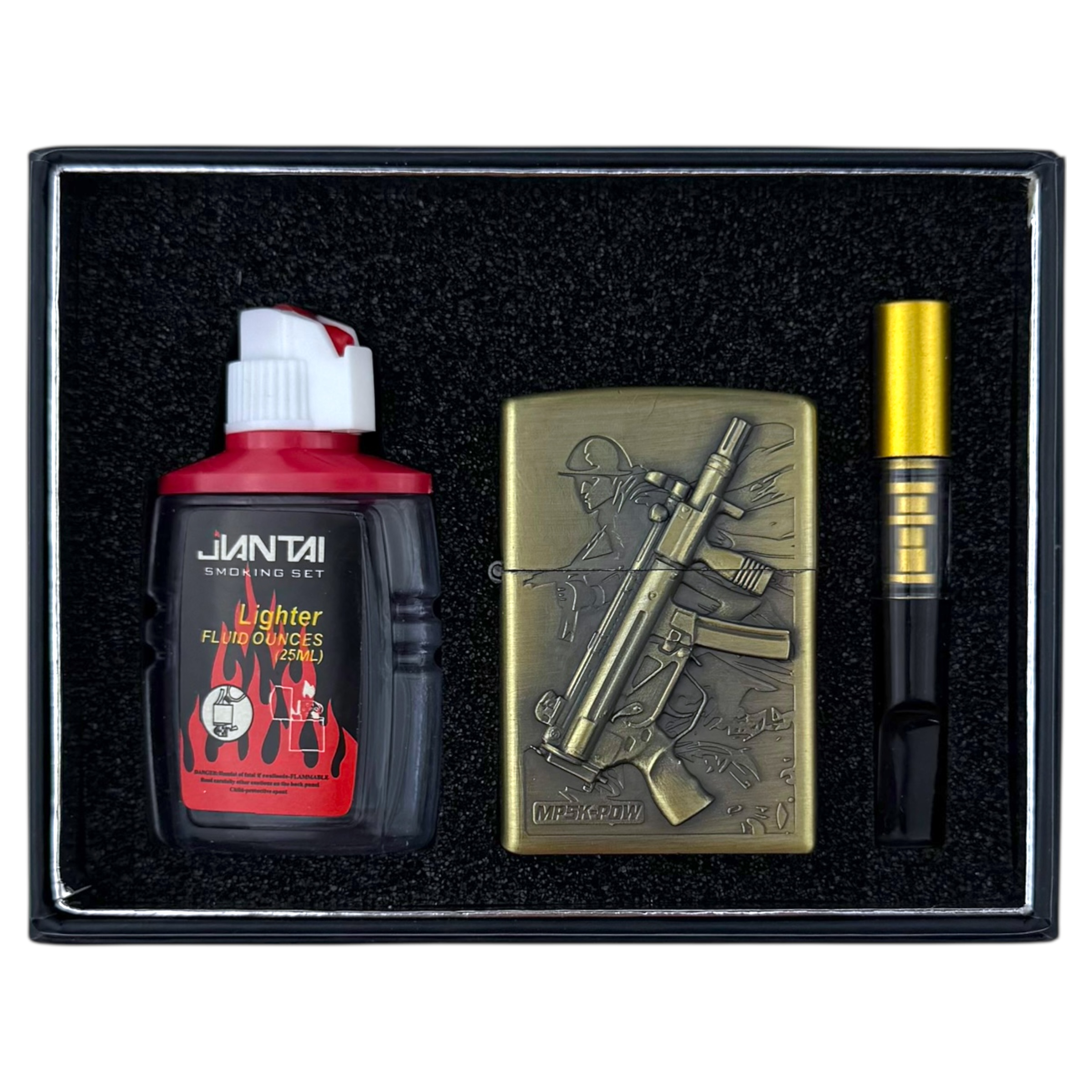 Запальничка набір бензинова з бензином мундштуком автомат з війсковим (10)