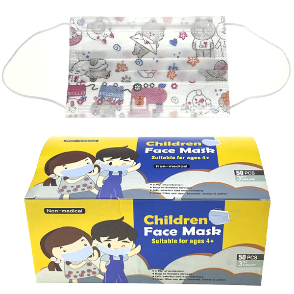 Маска дитяча захисна тришарова фабричний Китай ведмедик (50)