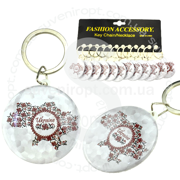 Брелок  закатной карта UKRAINE вышиванка  44 мм (12)