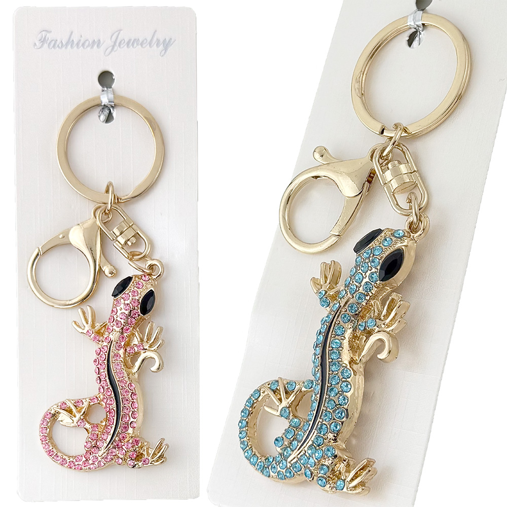 Брелок ящірка з чорною смугою в камінчіках (12)