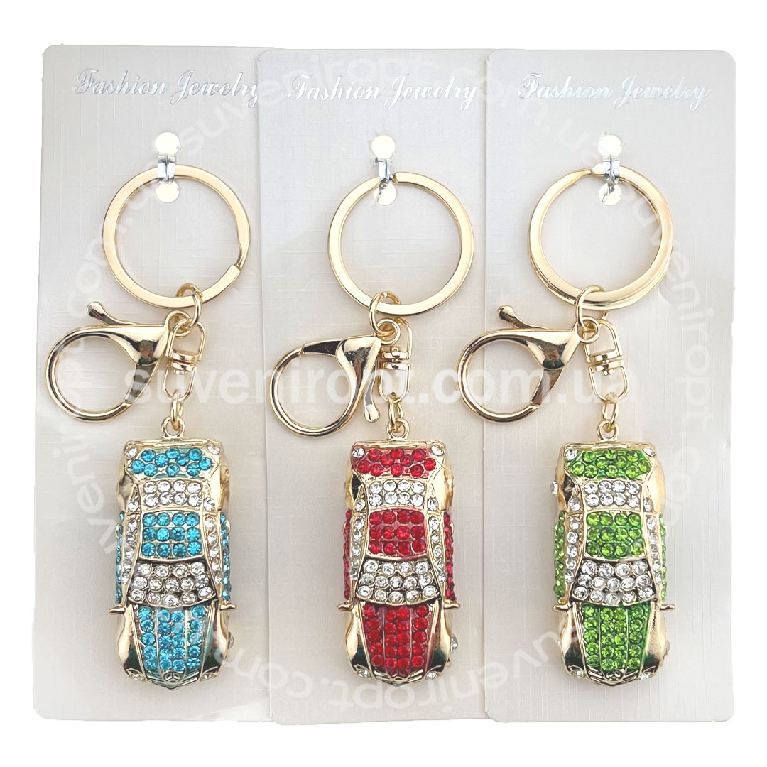 Брелок автомобіль кольоровий в камінчіках (12)