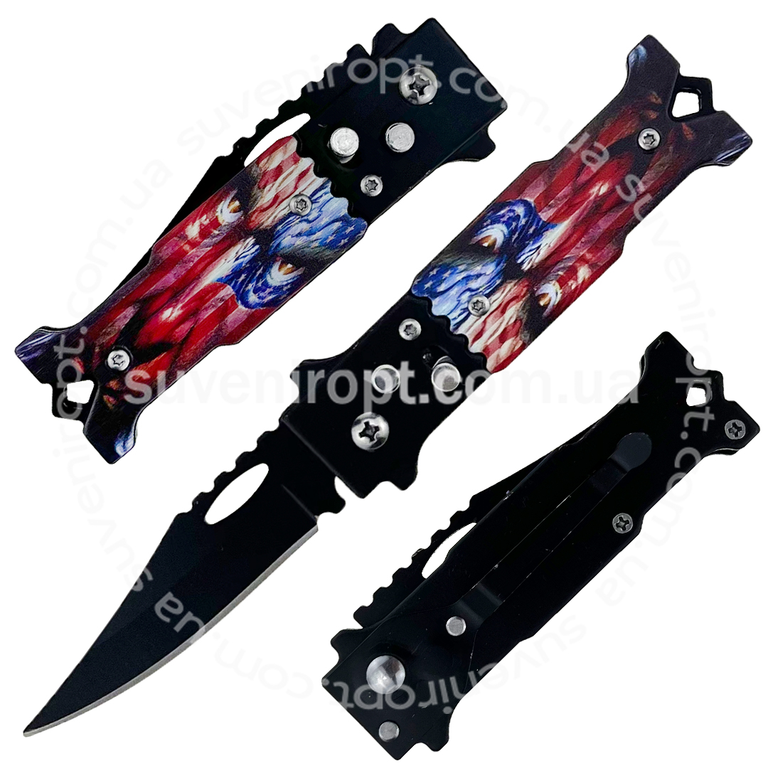 Ніж на кнопоці розкладний ручка червоне обличче 16 см  (24) /360/