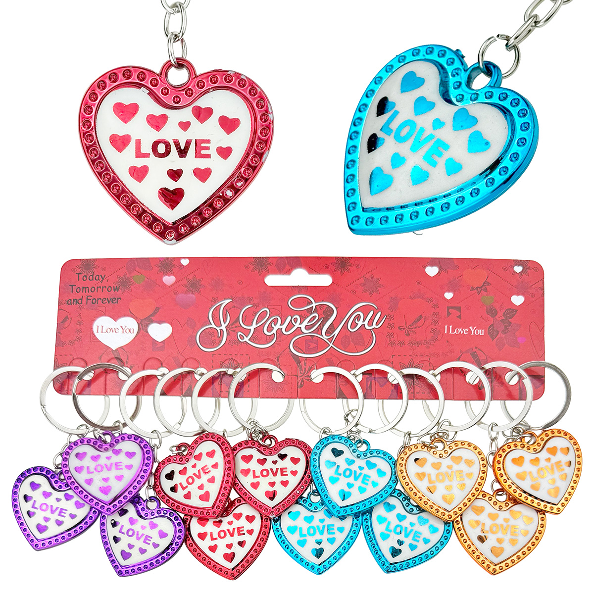 Брелок золотавий «LOVE» серце з серцями в середині (12)