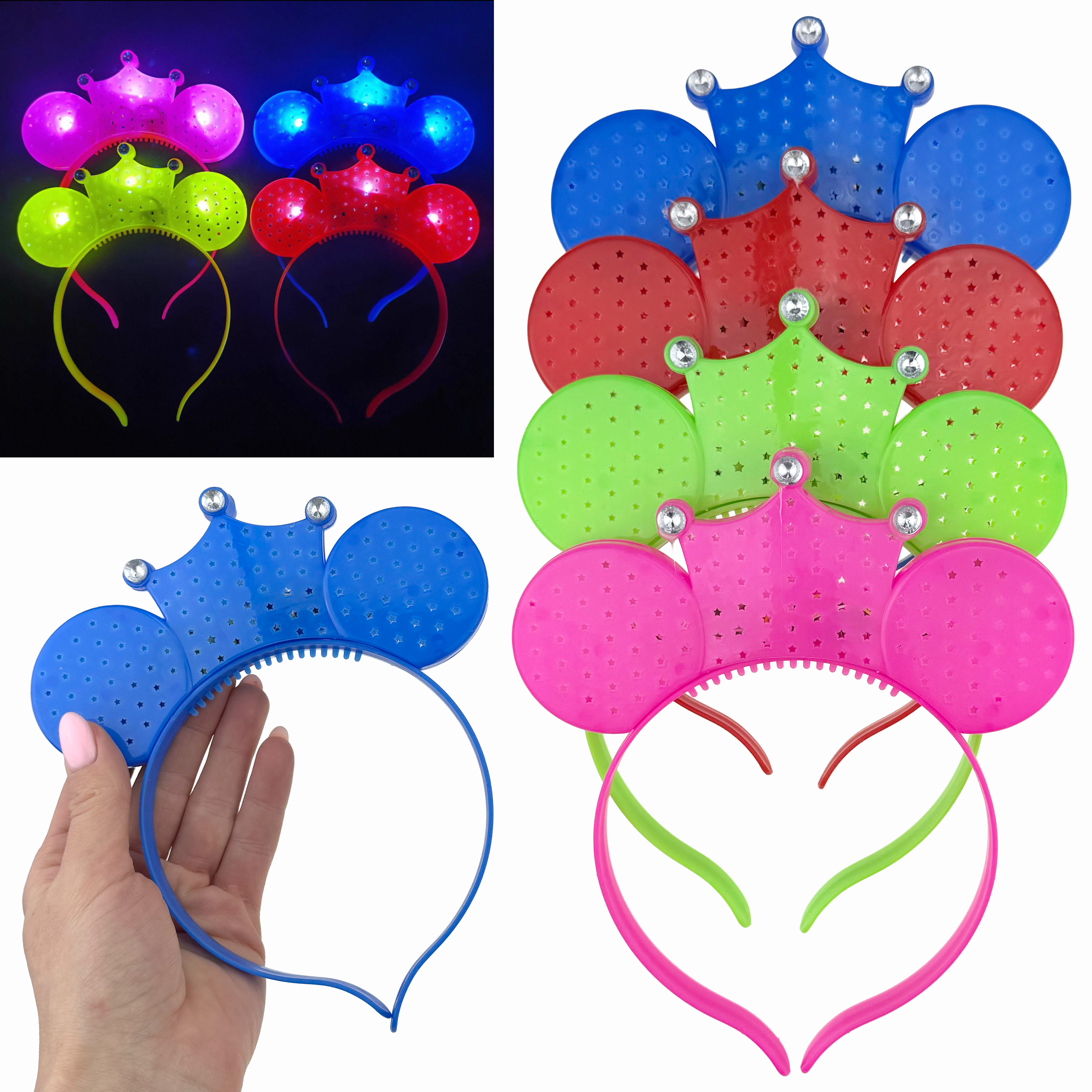 Обруч світяшка корона з вушками Міккі (12) /480/