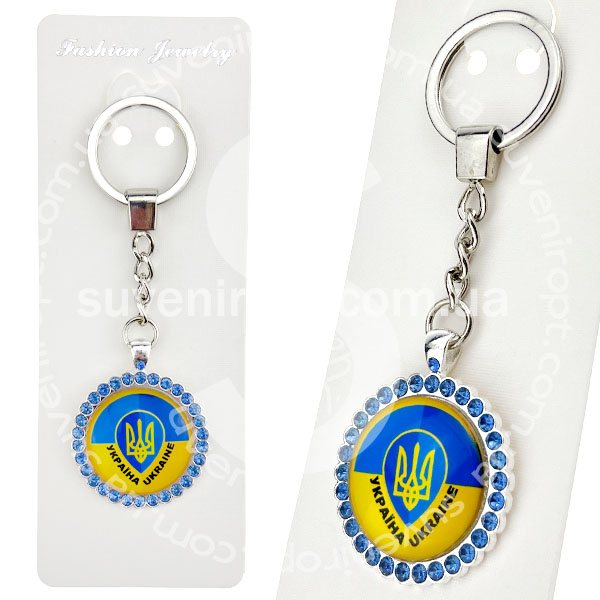 Брелок в упаковці в камінчиках герб України крапля скло (12)