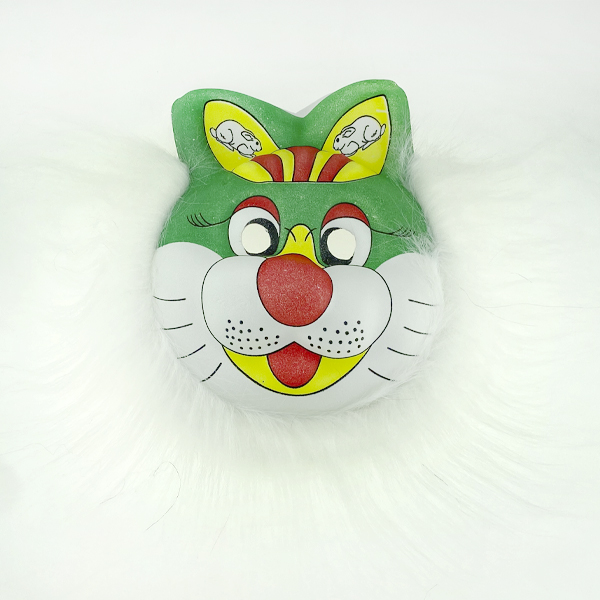 Маска заяц зеленый с мехом 