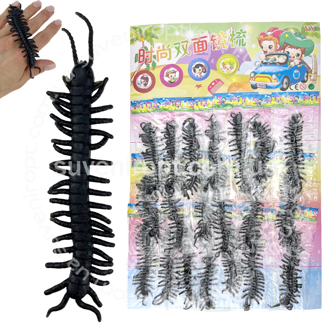 Лізун липучка сороконожка чорна довга на планшеті (20) /4000/