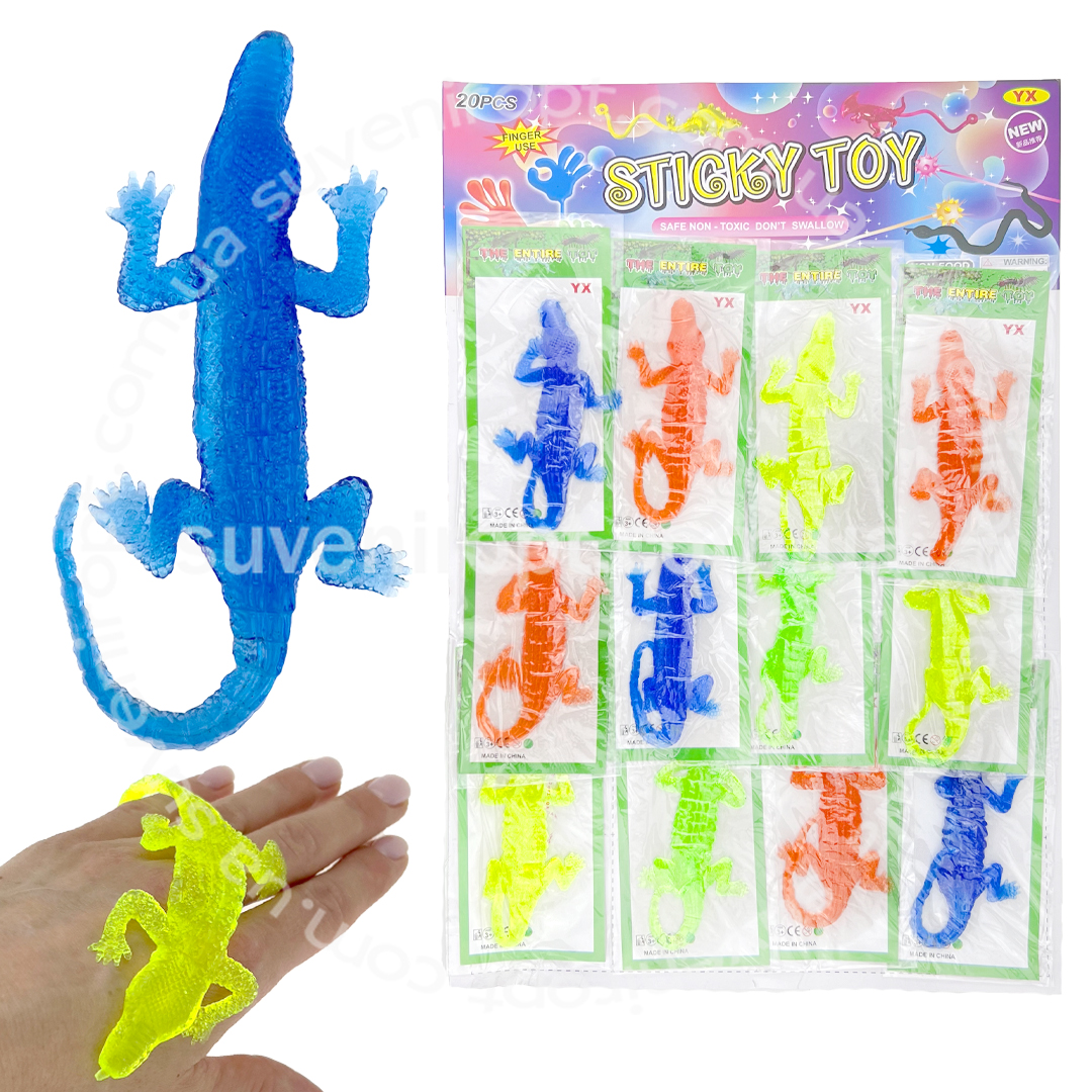 Лізун липучка крокодил великий кольоровий на планшеті (12) /1800/