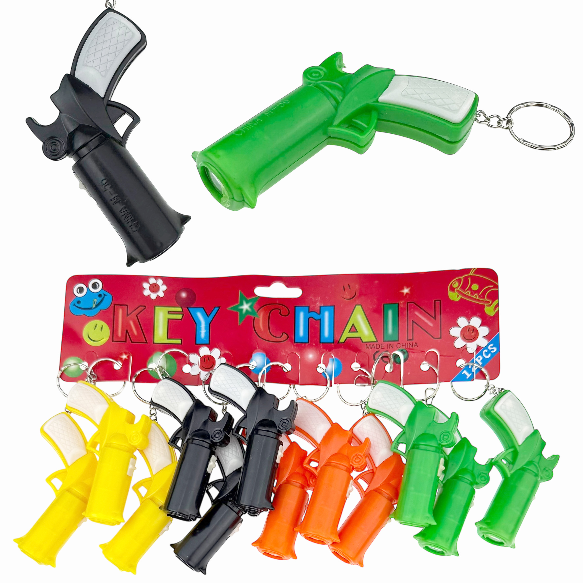 Брелок  що світится блимає пістолет кольоровий з великим дулом (12) /1200/