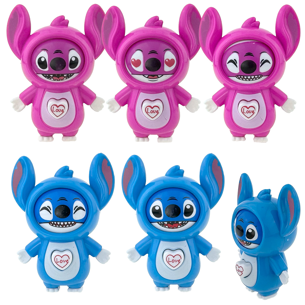 Макет іграшка пластмасовий STITCH якій змінює обличчя 16.5 см /500/