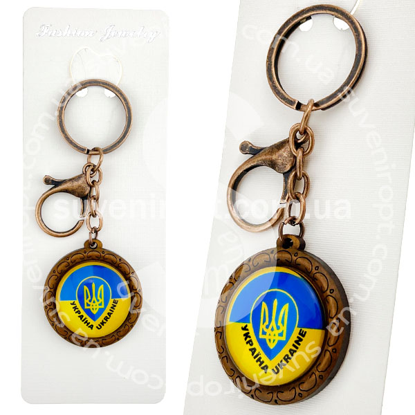 Брелок в упаковці деревяний герб України крапля скло (12)