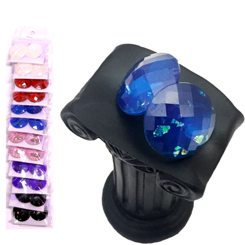 Серёжки круг цветной большой с блёстками  (12)