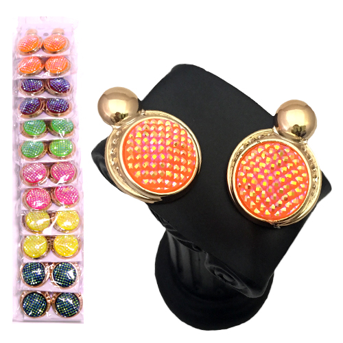 Серёжки круглые цветные блестящие большие  (12)