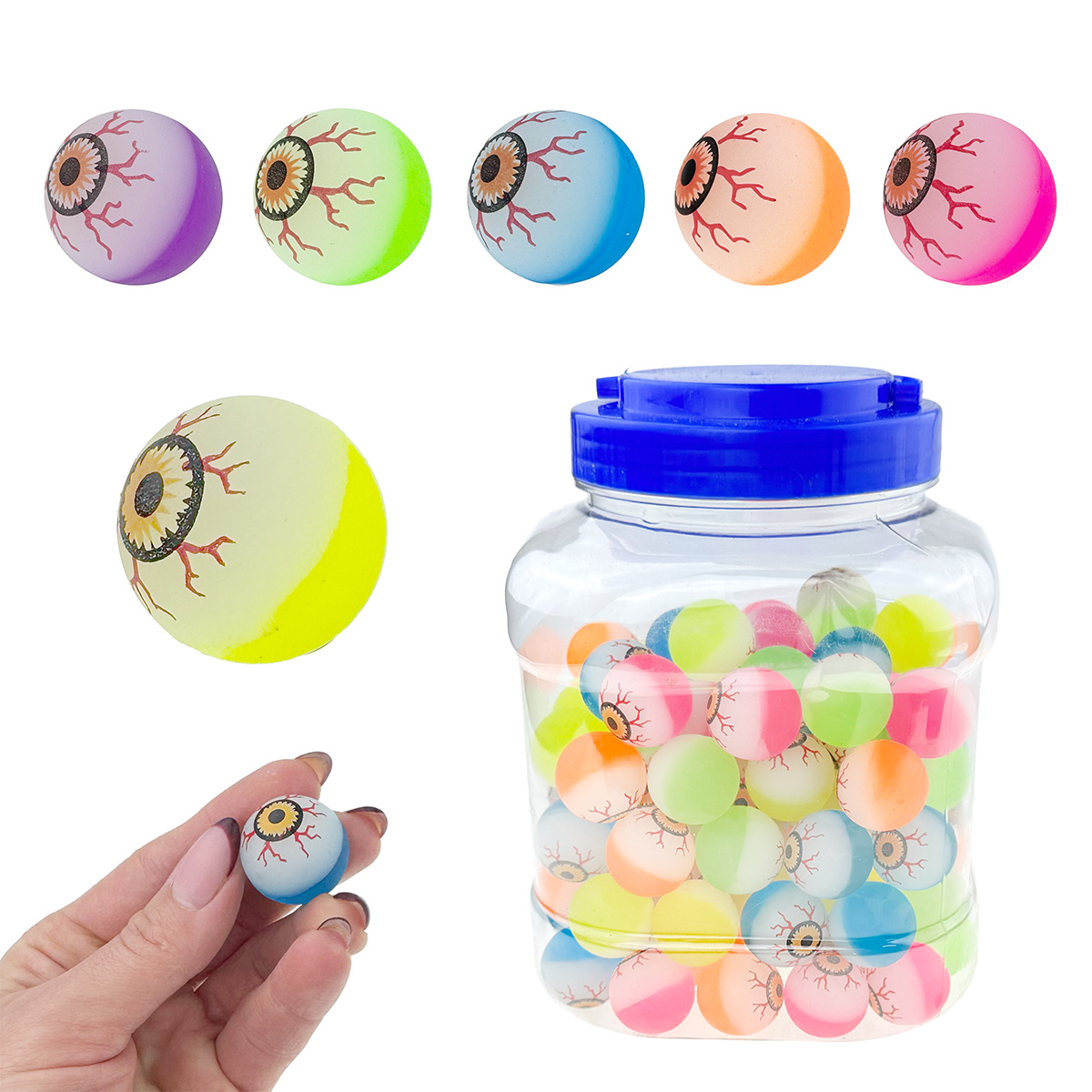 М'яч стрибунець око гумовий маленький  у банці 2.5 см (110) /3300/