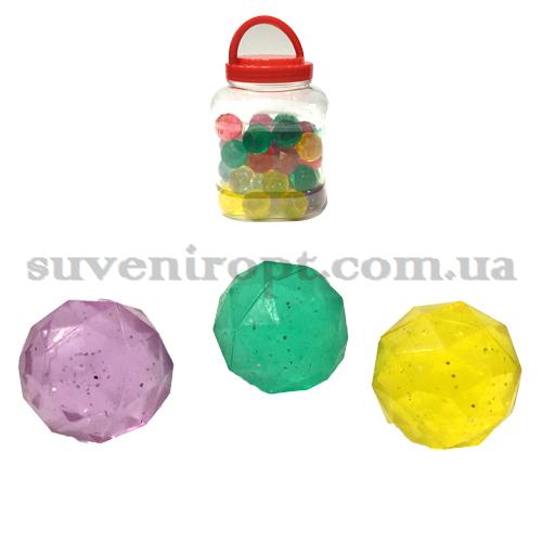 Мяч попрыгунчик кристальный ромбовидный  в банке  3 см (60 )  /1800/