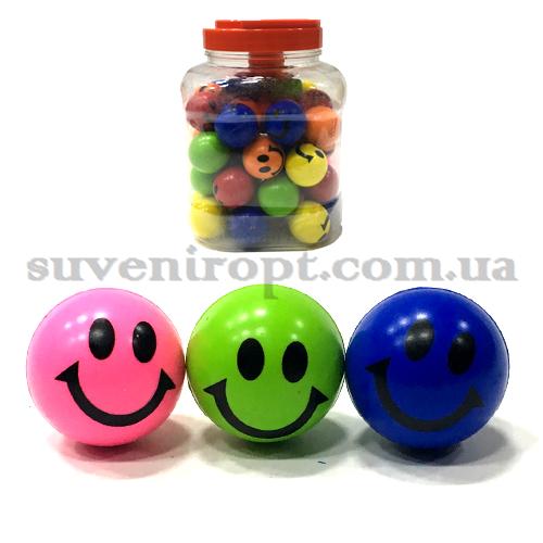 Мяч попрыгунчик смайл  в банке  3 см (60) /1800/