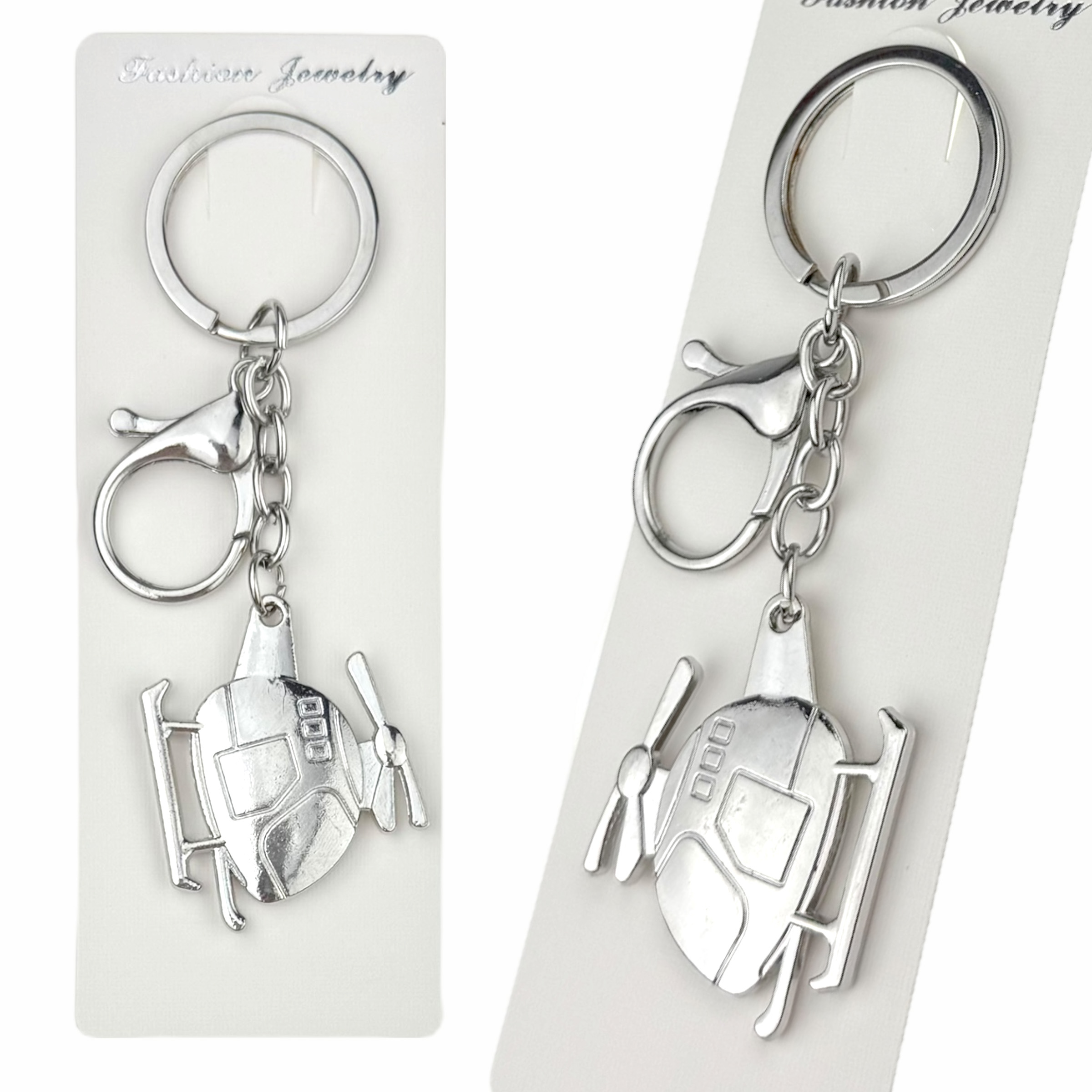 Брелок в упаковці металевий гелікоптер срібний (12)