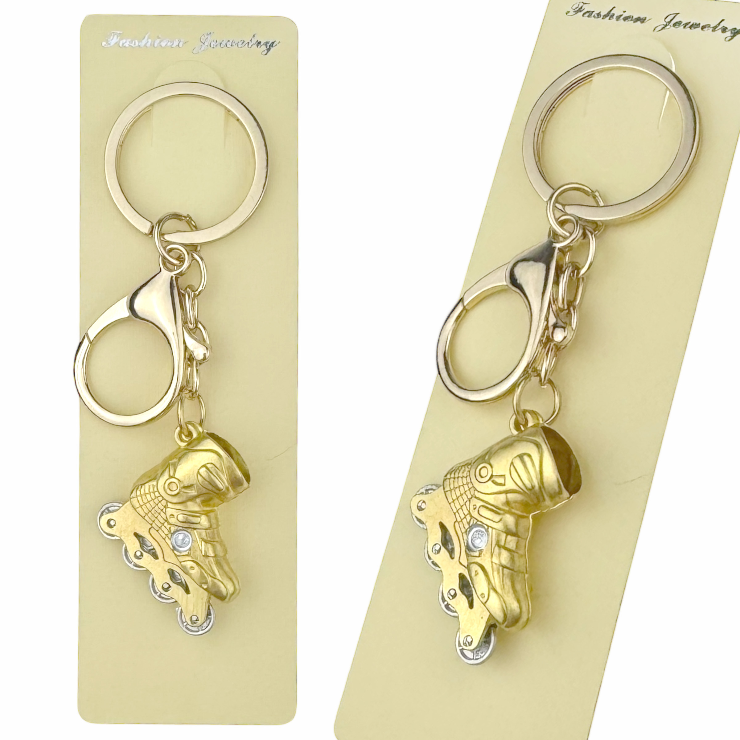 Брелок в упаковці металевий ролик золотий колеса що крутяться(12)