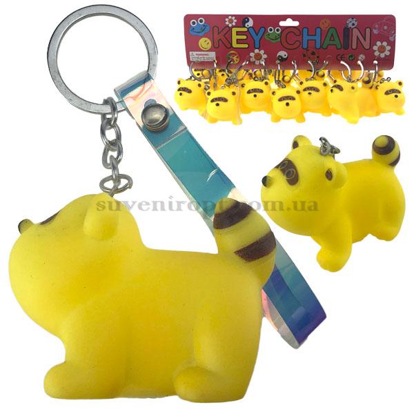 Брелок резиновый пищалка енотик с браслетом (12)