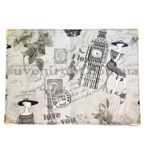 Обложка  на паспорт тканевая Париж чб (12)