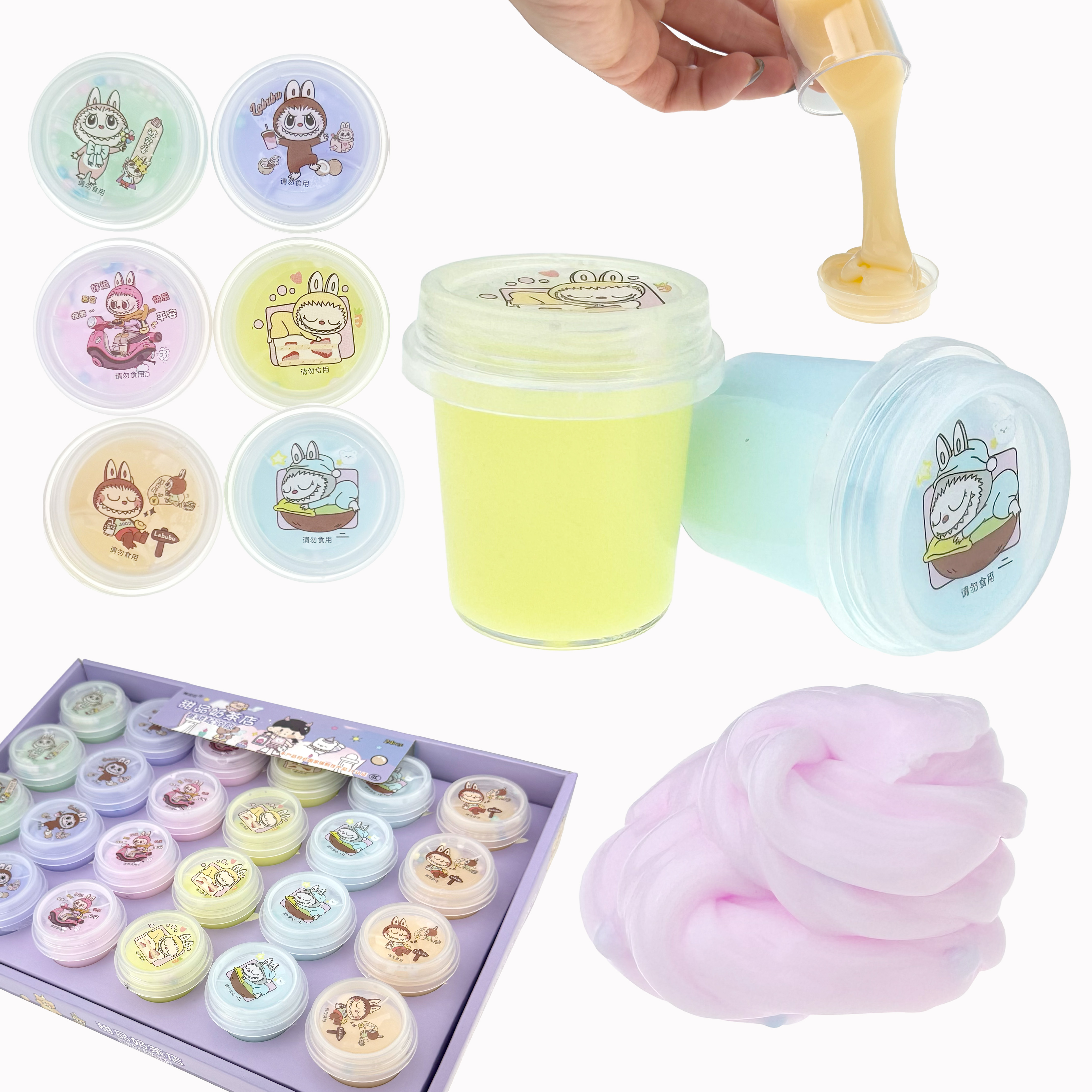 Жуйка для рук Слайм Slime банка кругла молочна LA BU BU (24) /480/