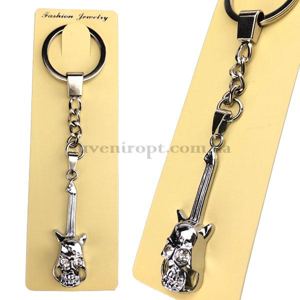 Брелок   в упаковке  металлическая гитара череп (12)