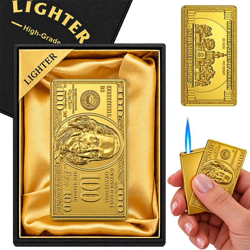 Запальничка подарункова LIGHTER золотий великий 100 $ (10)