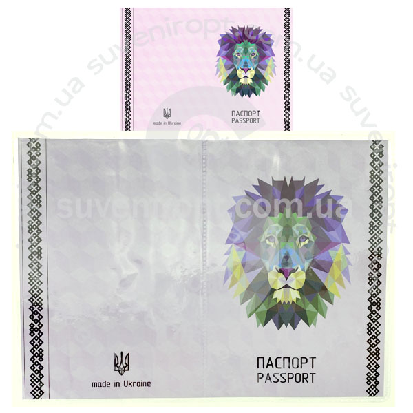 Обложка на паспорт прозрачная с вставкой лев (50)