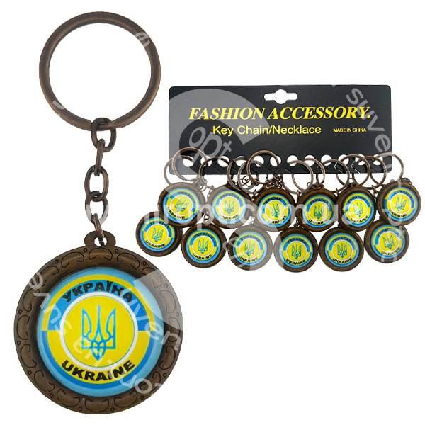 Брелок на планшетці деревяний Украіна з ободками скло (12)