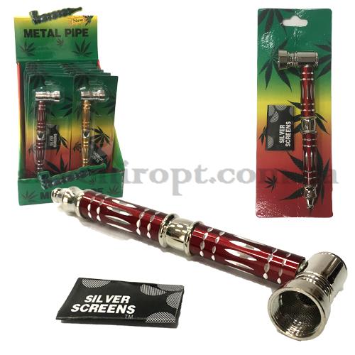 Трубка к длинная металлическая с узором с сеткой 13 см (12)