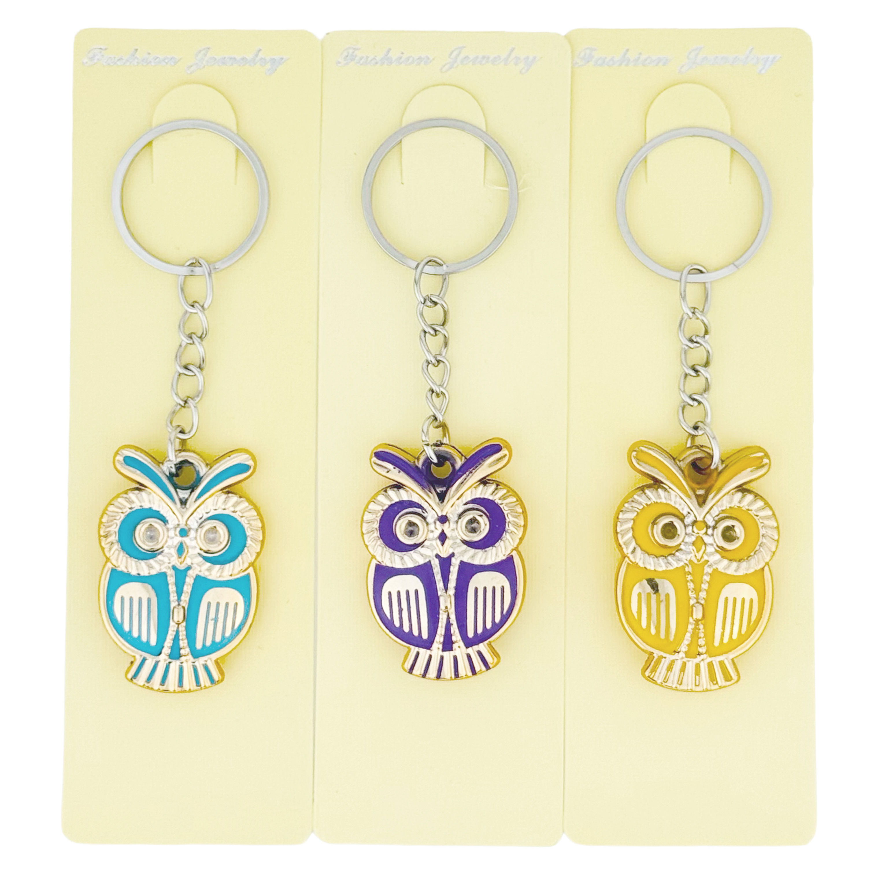 Брелок в упаковці золота пласка сова кольорова (12)