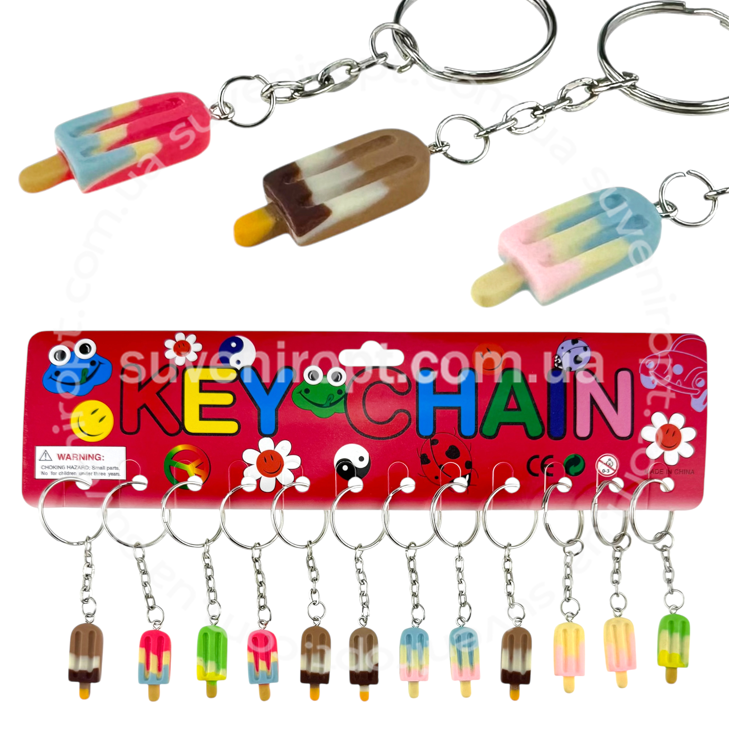 Брелок морозиво на палочці кольорове полікераміка (12)