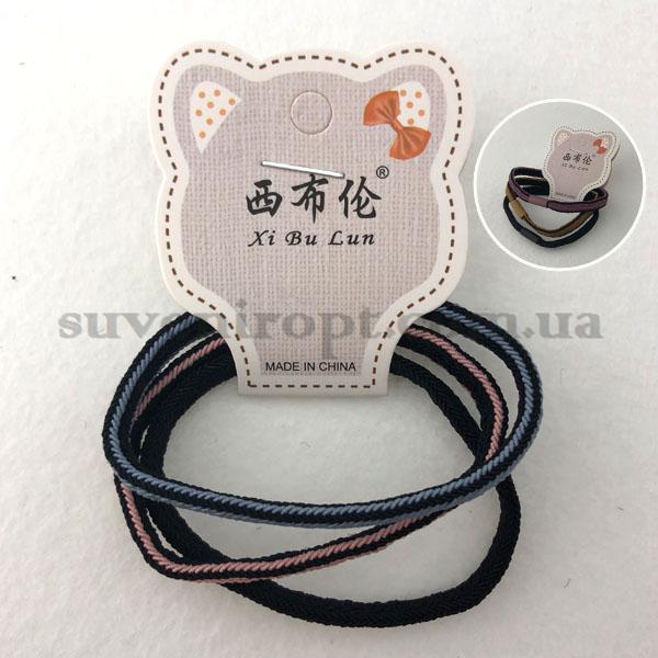 Набор резинок  3 в1 чёрный цветные полоски (20)