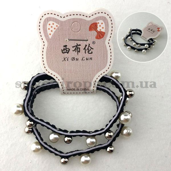 Набор резинок  2 в1  чёрная шарики жемчужные (20)