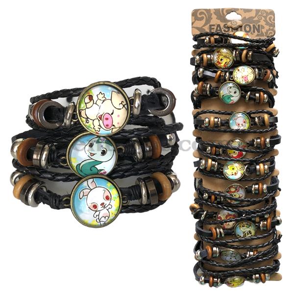 Браслет плетёнка мультяшки стекло под кожу (12)