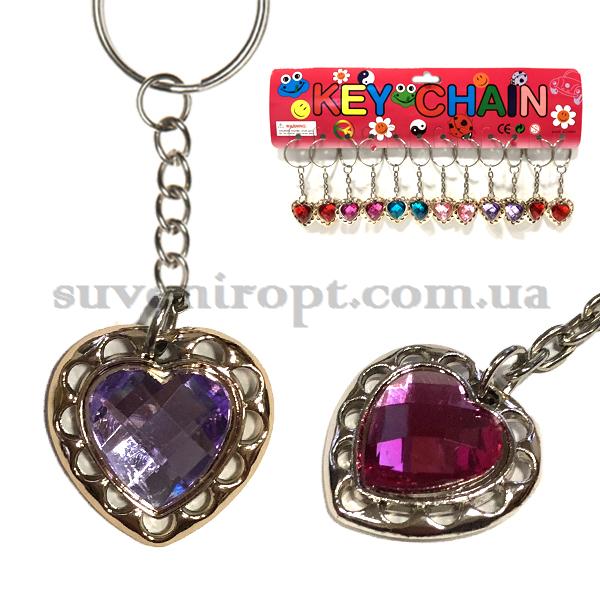 Брелок сердце с камнем  золотистое  (12)