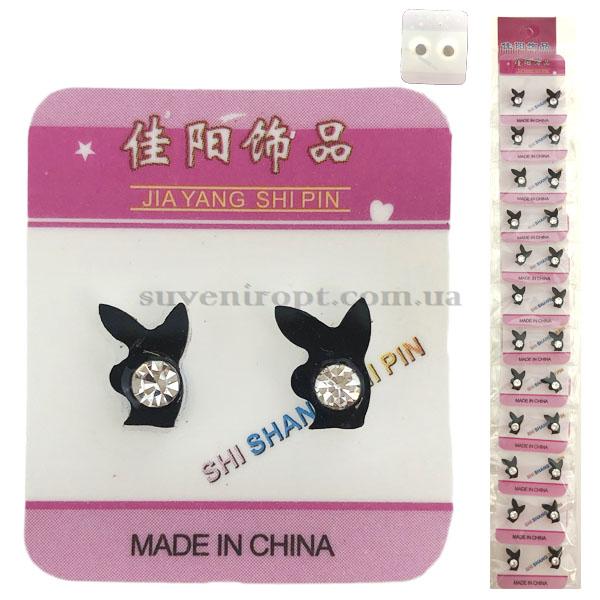 Серёжки магнитные плейбой с камушком (12) /120/