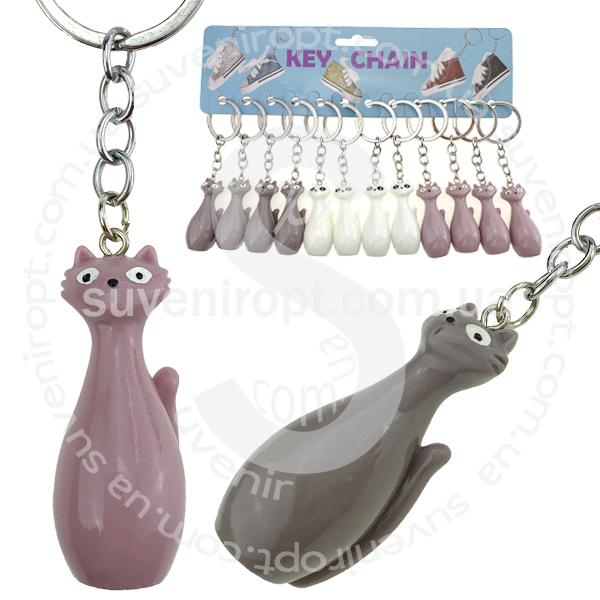 Брелок  керамическая кошечка худая (12)