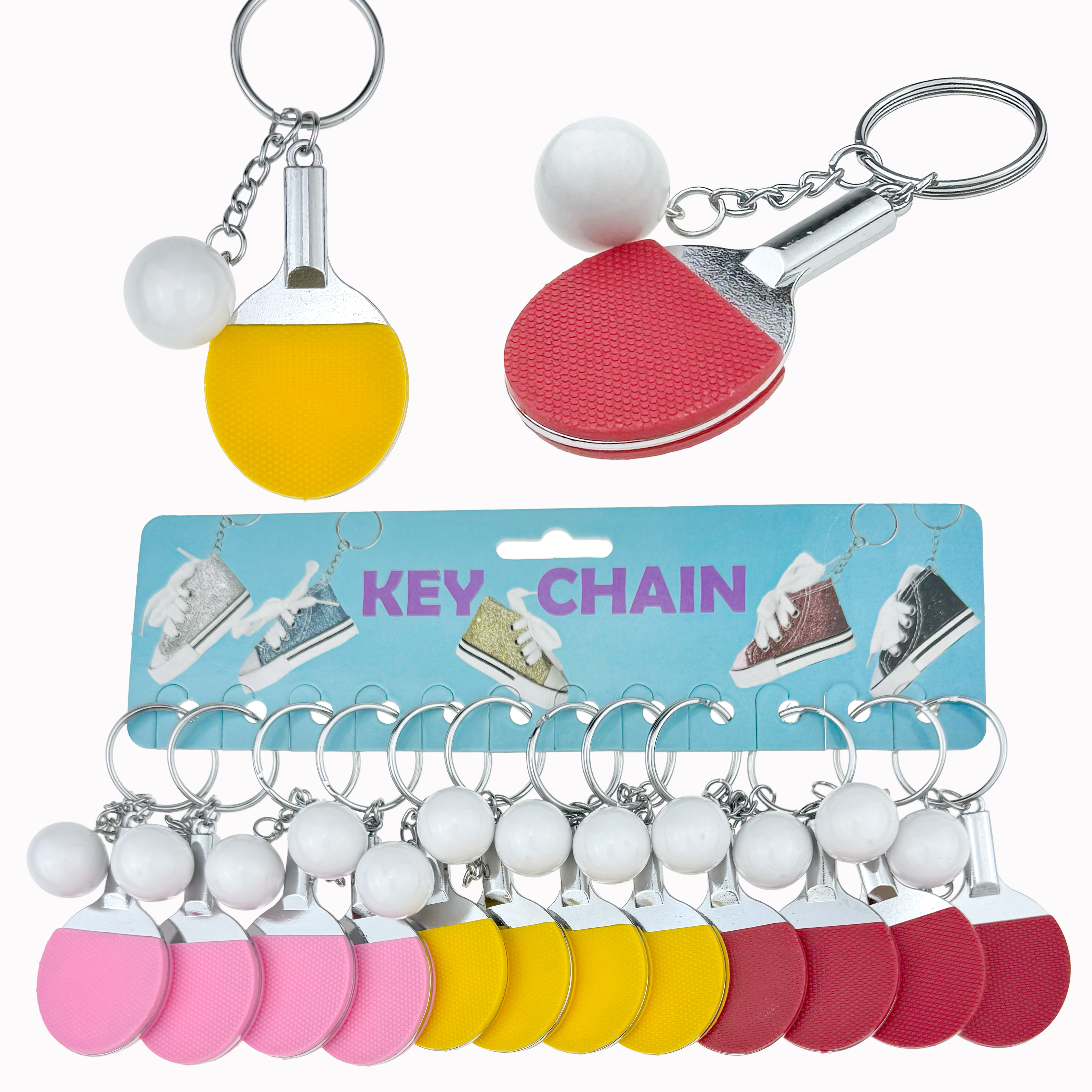 Брелок ракетка для пінг понгу та мячик (12)