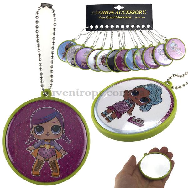 Брелок зеркало зелёное на цепочке кукла Лол (12)